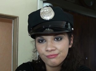Fake cop Stella Johanssen gives a blowjob and rides in cowgirl